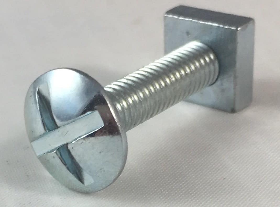 M6 x 60mm HOOK BOLTS & SQUARE NUTS ZINC ROOFING GUTTER FENCE WEATHERPROOF ROOF 